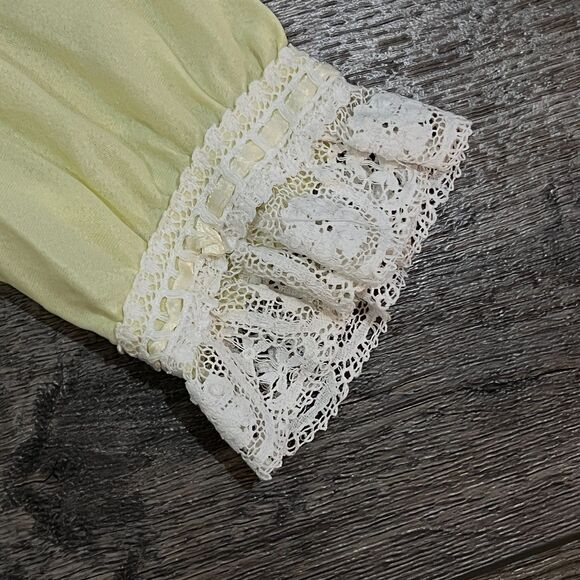 Vintage 50s Yellow Saramae Lingerie Lace Trim Nightgown Made in USA Womens Large - Picture 3 of 7